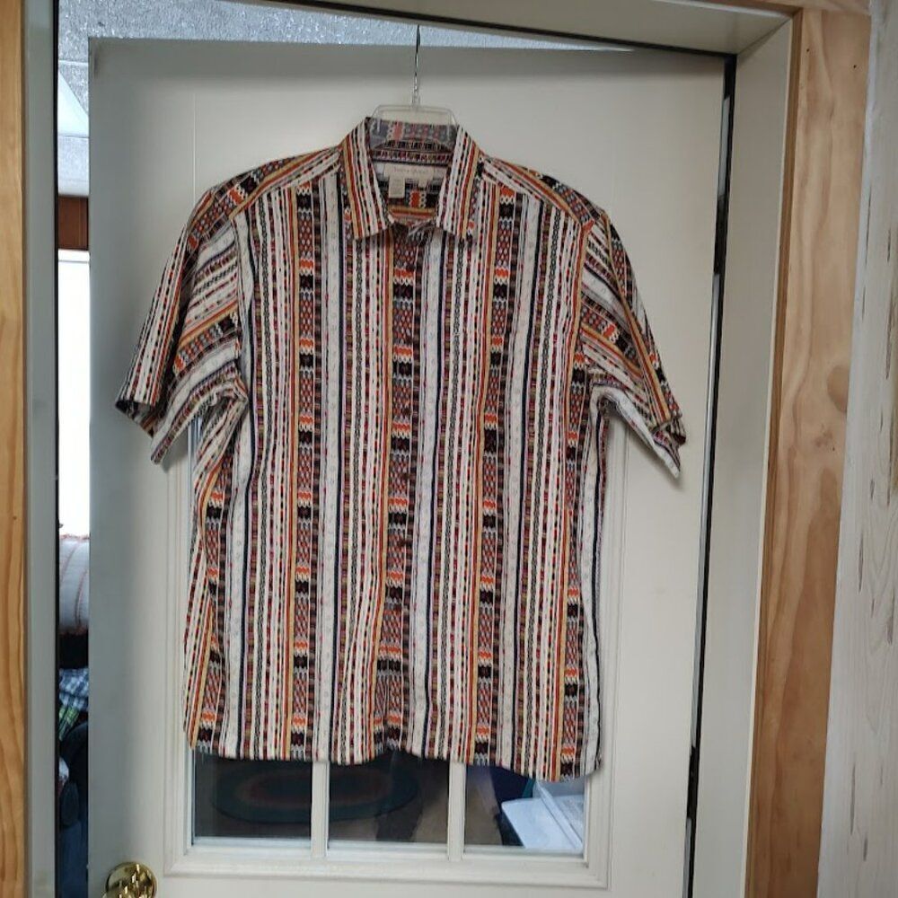 Territory Ahead Multi-Color Design Short Sleeve Button Down Shirt Men's L